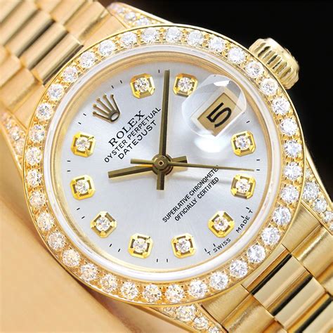 rolex women's gold diamond watch